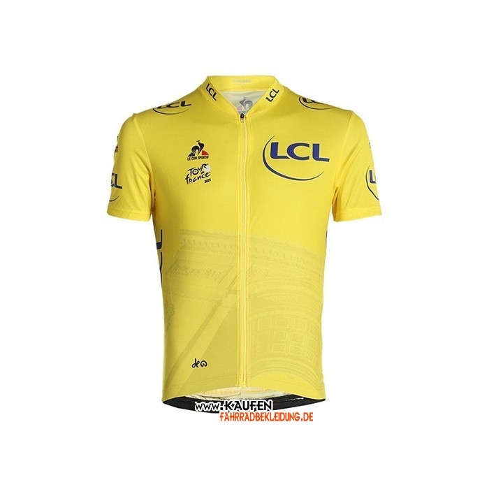 2021 Tour de France Kurzarmtrikot und Kurze Tragerhose Gelb